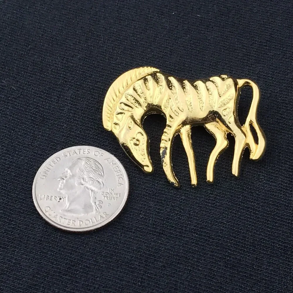 Zebra Gold Tone Vintage Pin Brooch